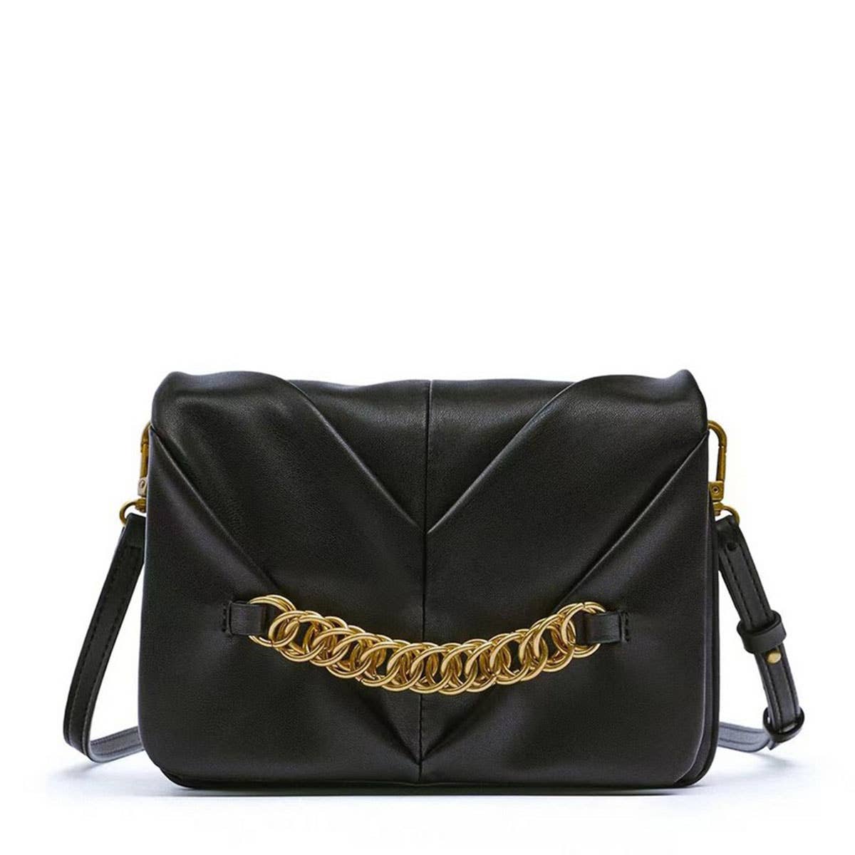 NEW SOLID COLOR SOFT LEATHER PLEATED SHOULDER BAG_CWAB3444