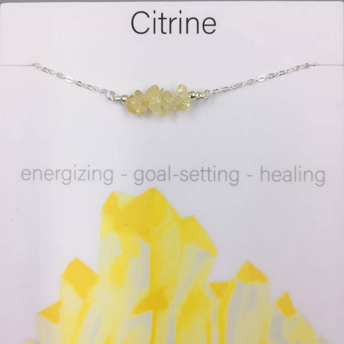SILVER CHAIN NATURAL STONE NECKLACE WITH CARD
