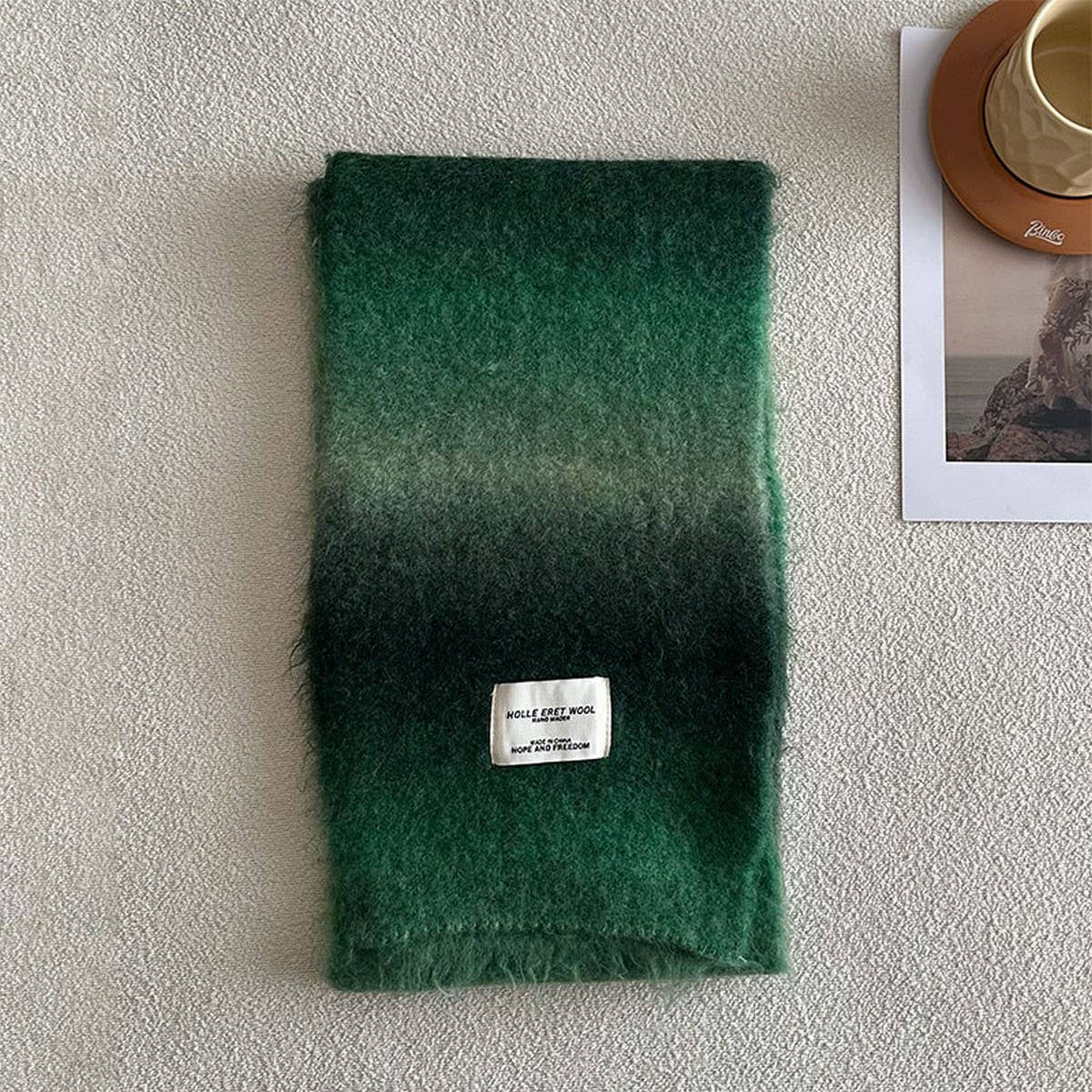 Unique Gradient Wool Blend Knit Scarf for Winter