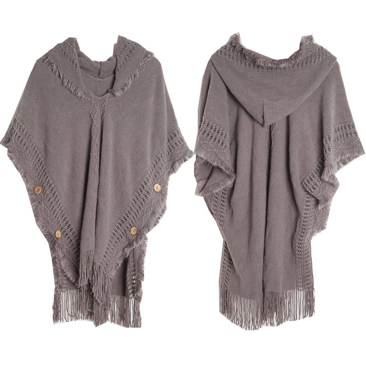 WOMEN PONCHO SWEATER COZY CAPE WITH HOOD