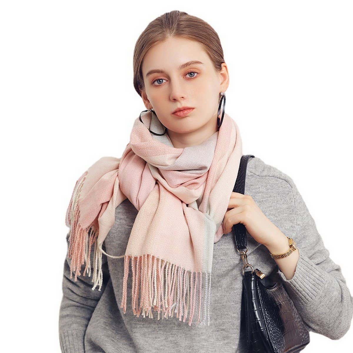 WINTER THICK WARM SHAWL KNIT LARGE PLAID SCARF