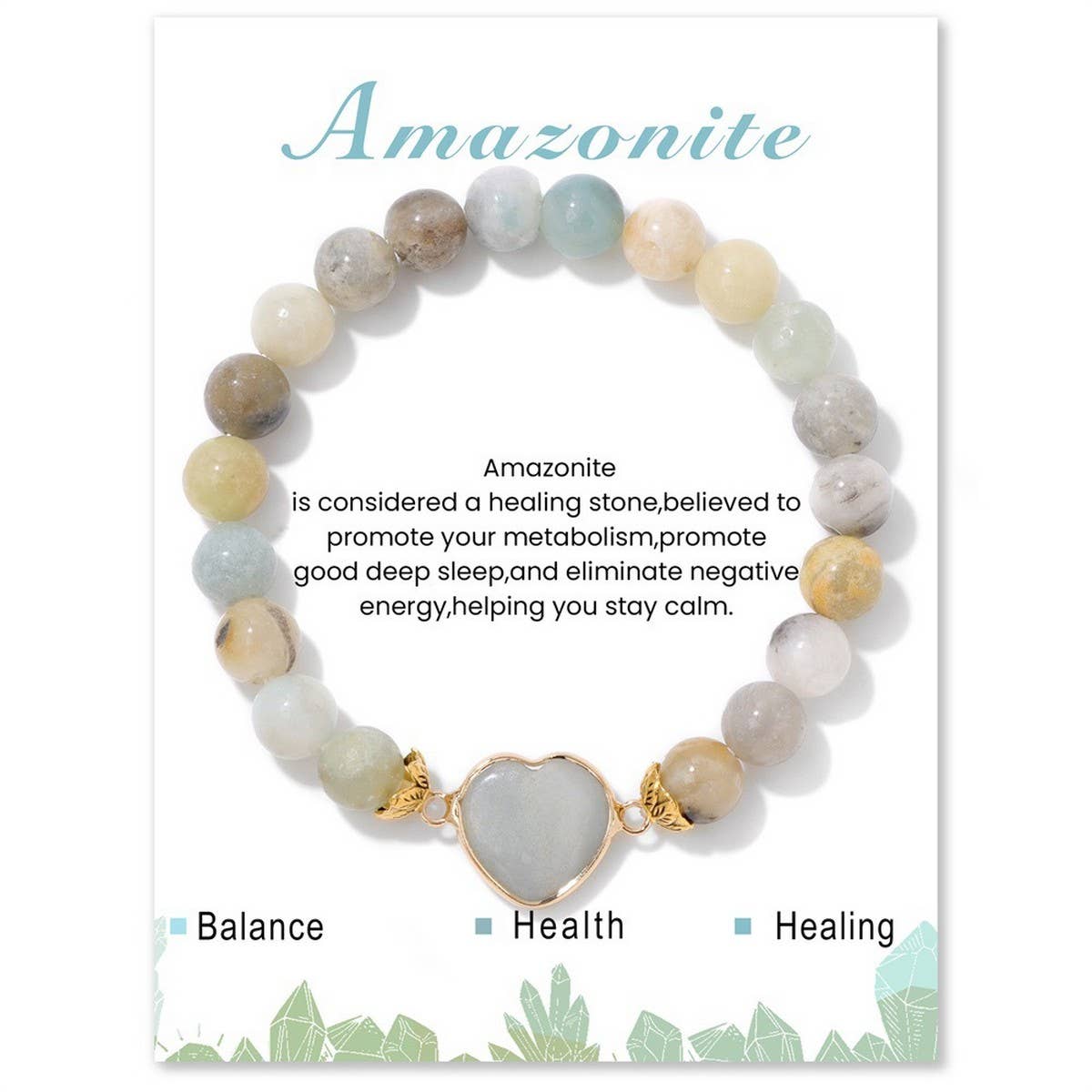 FASHIONABLE HEART STONE BEADED BRACELET