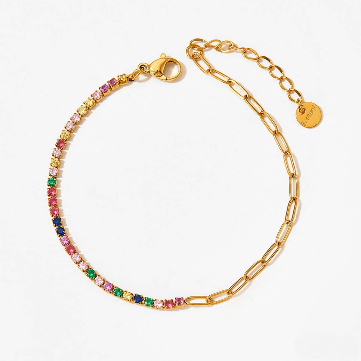 Solid Color Zirconia Stainless Steel Bracelet_CWMM5702