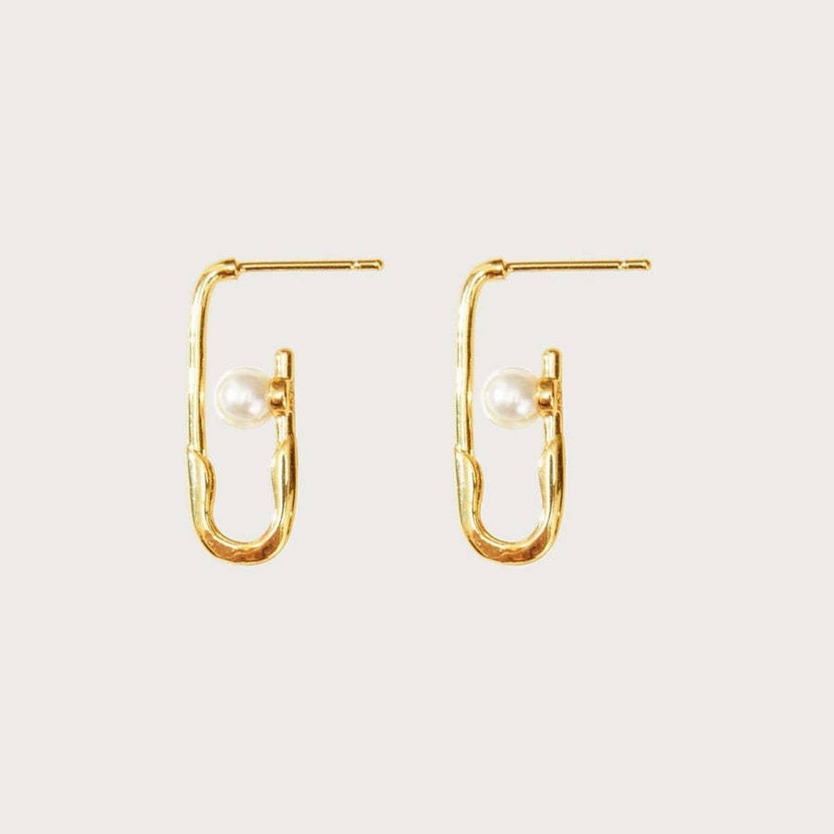 Copper Gold Freshwater Pearl Pin Earrings