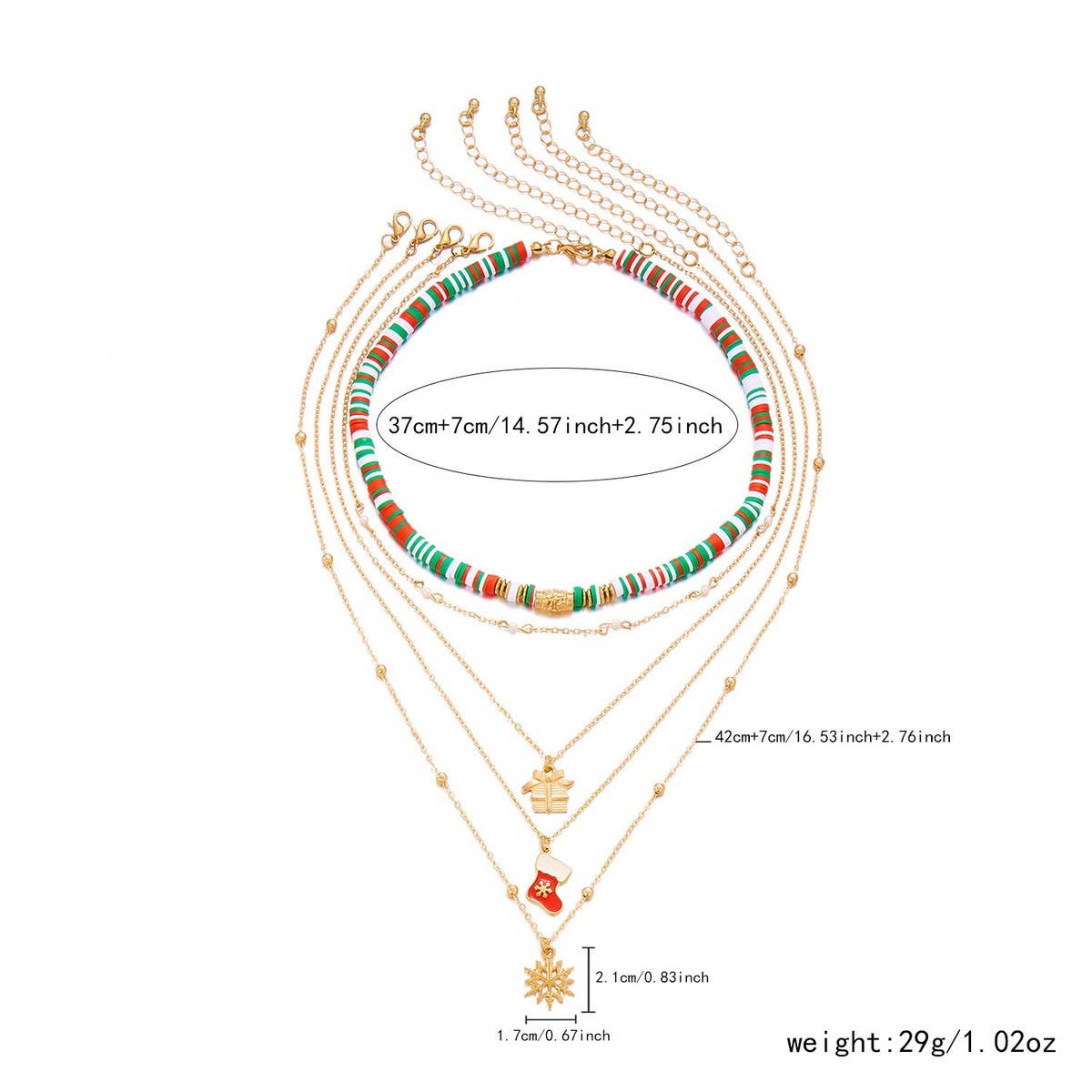 CWAJE2517_CHRISTMAS BEADED MULTI-LAYER NECKLACE