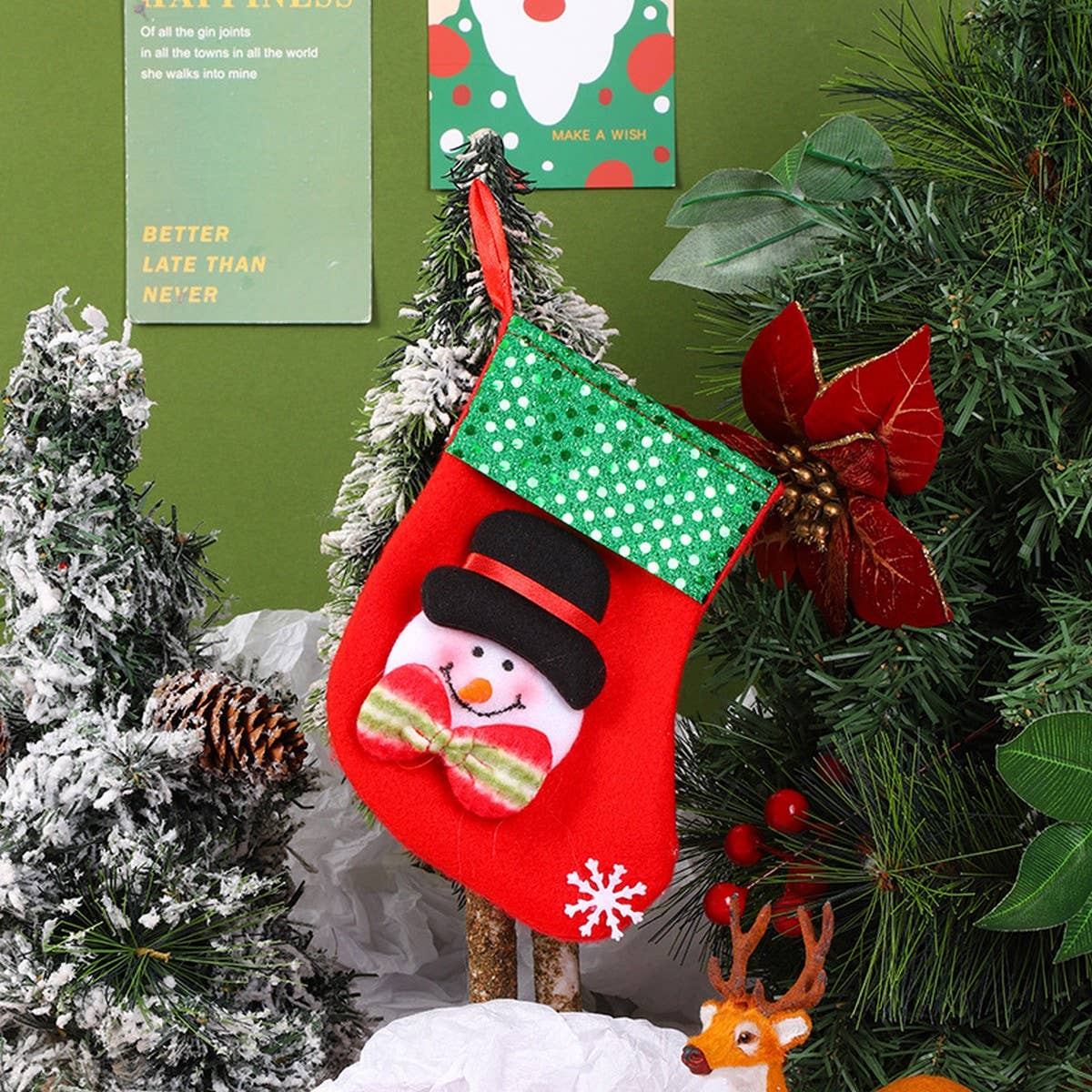 SEQUINED 3D SANTA CLAUS CHRISTMAS STOCKINGS