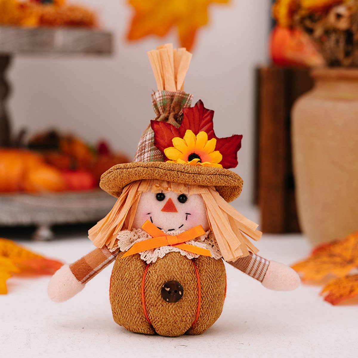SUNFLOWER MAPLE LEAF SCARECROW DOLL PENDANT