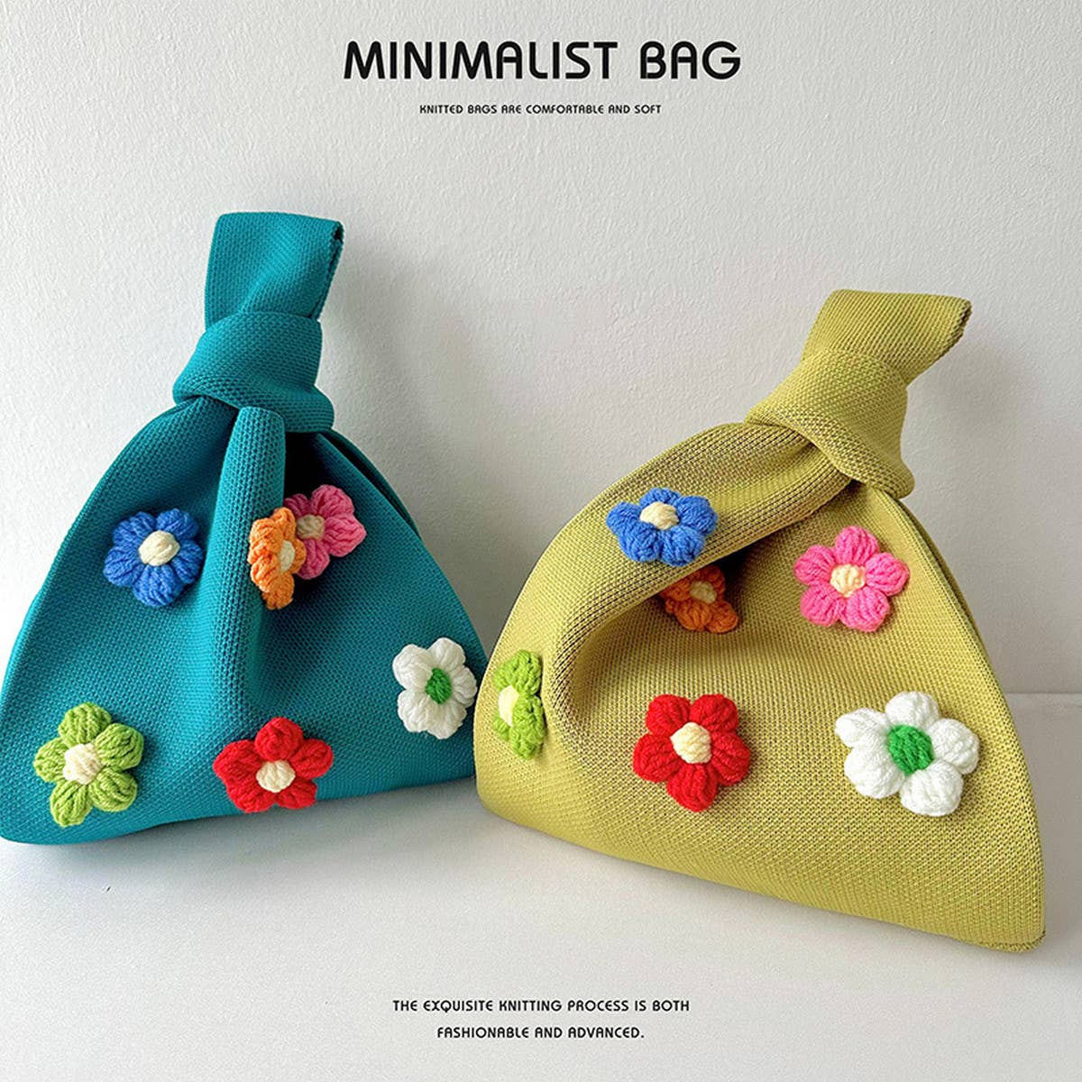 CUTE COLORFUL FLOWER KNITTED SHOULDER BAG HANDBAG_CWAB1505