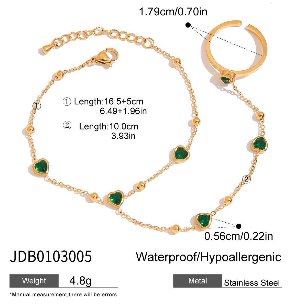 Luxury Stainless Steel Finger Chain Ring Bracelet