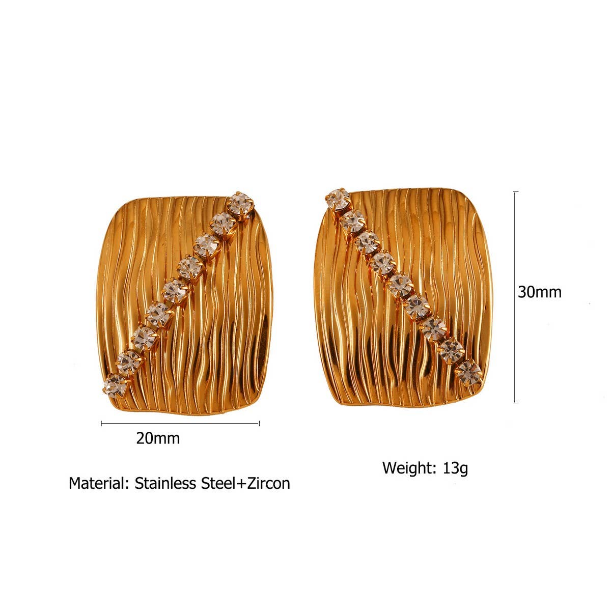 18K Stainless Steel Zircon Earrings & Ring Set_CWMM8913