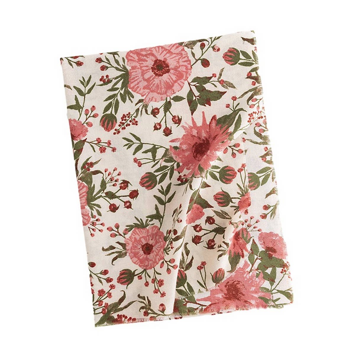 Floral Print Long Faux Cashmere Scarf, Warm Shawl