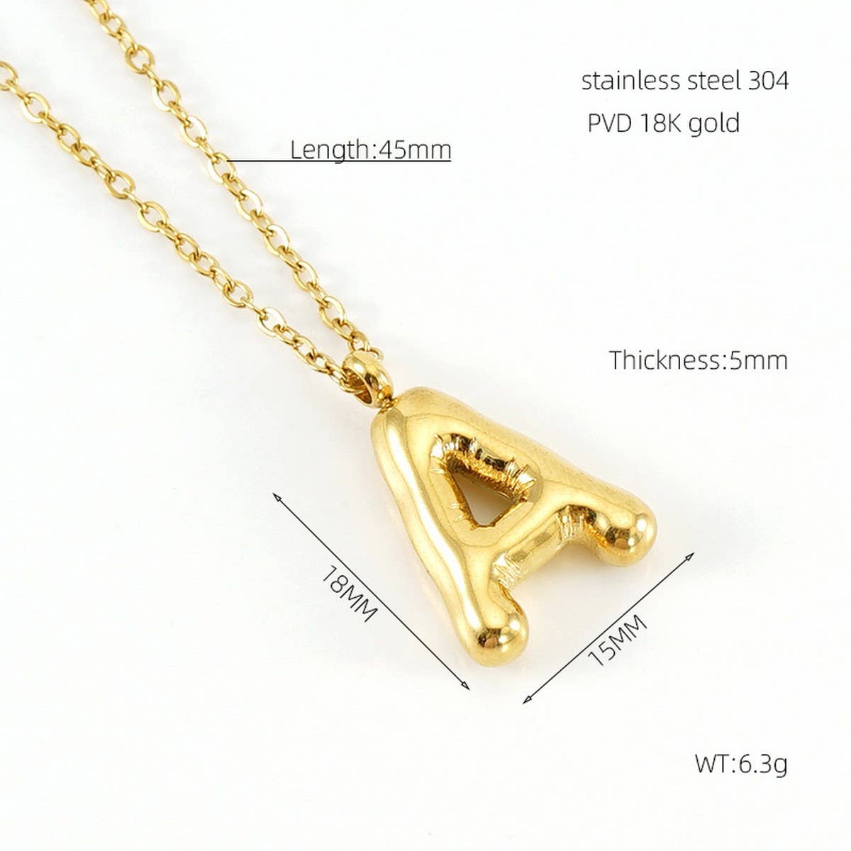 18K GOLD 26 LETTER PENDANT NECKLACE_CWAJE0676