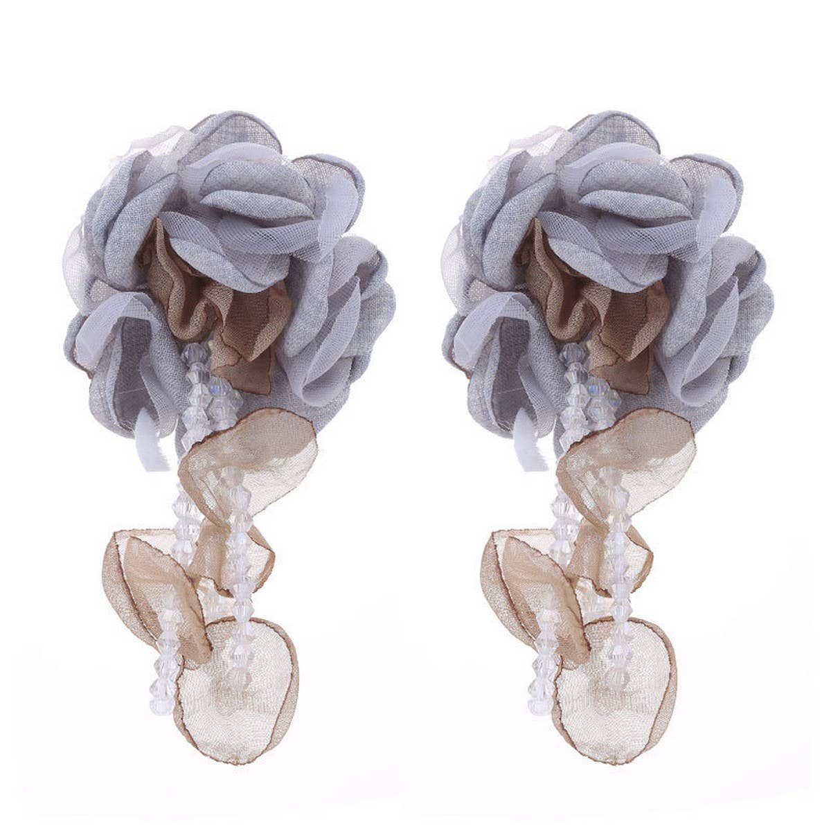 Statement Fabric Flower Earrings with Crystals_CWMM6252