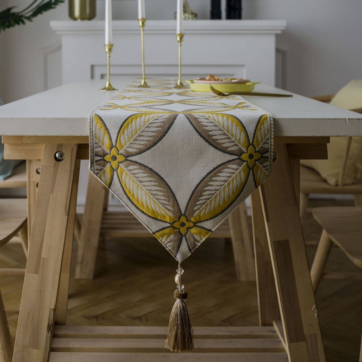 NORDIC JACQUARD TASSEL SIDEBOARD TABLECLOTH_CWMM1013