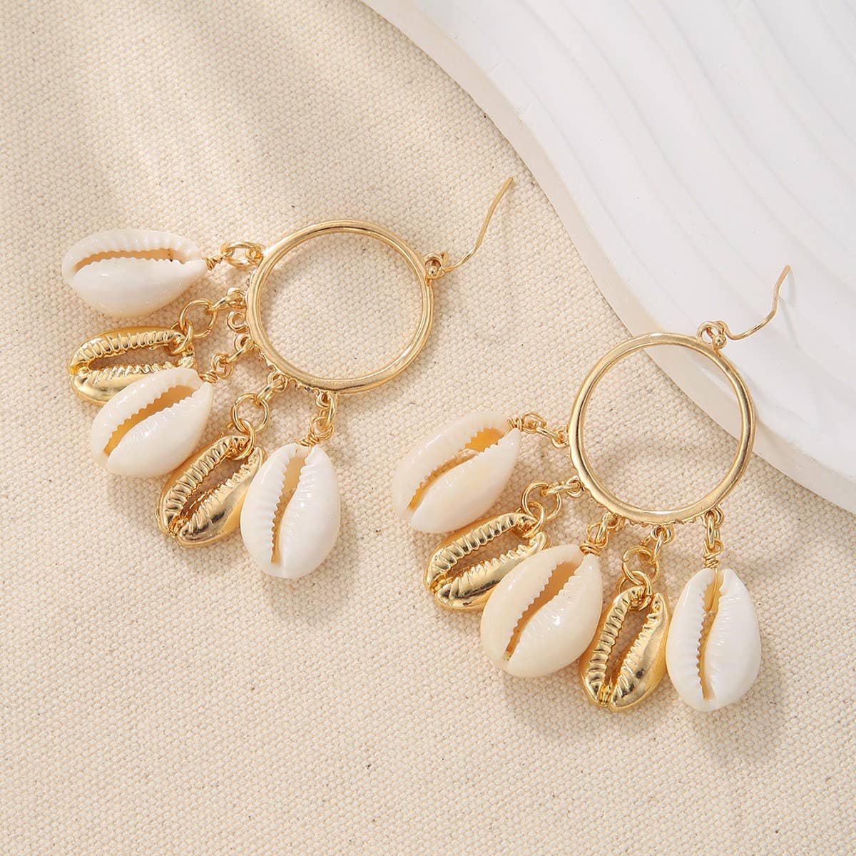 NEW SHELL BEADED PENDANT EARRINGS