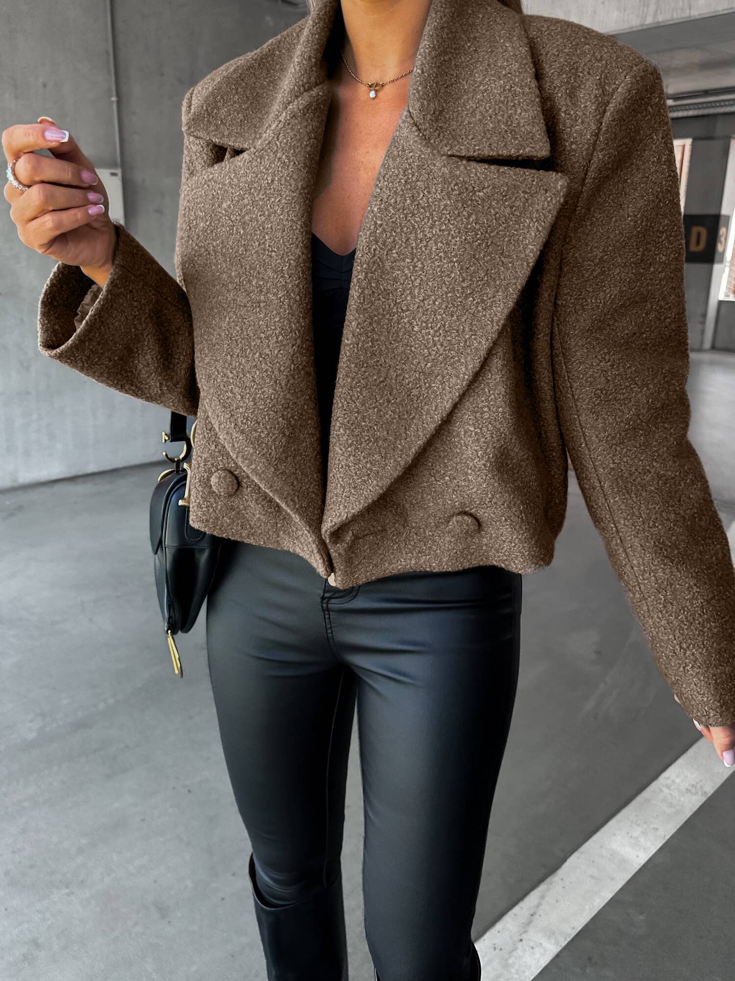 Wool oversized collar solid color coat