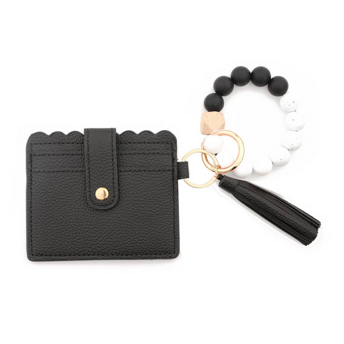 Leopard Print PU Wallet with Beaded Keychain_CWAB4931