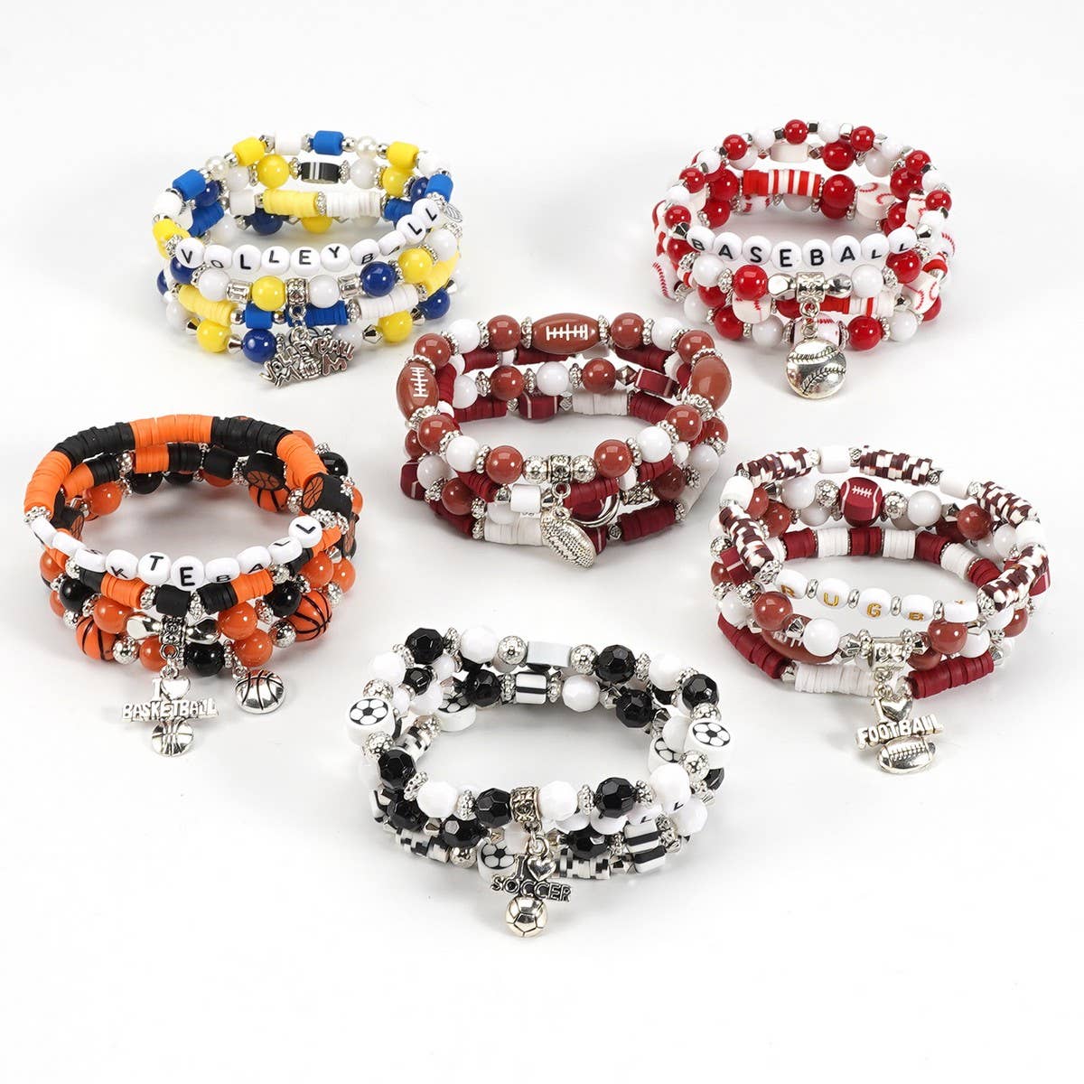 CWMM10450_SPORTS CHARM BRACELET SET BASKETBALL FOOTBALL