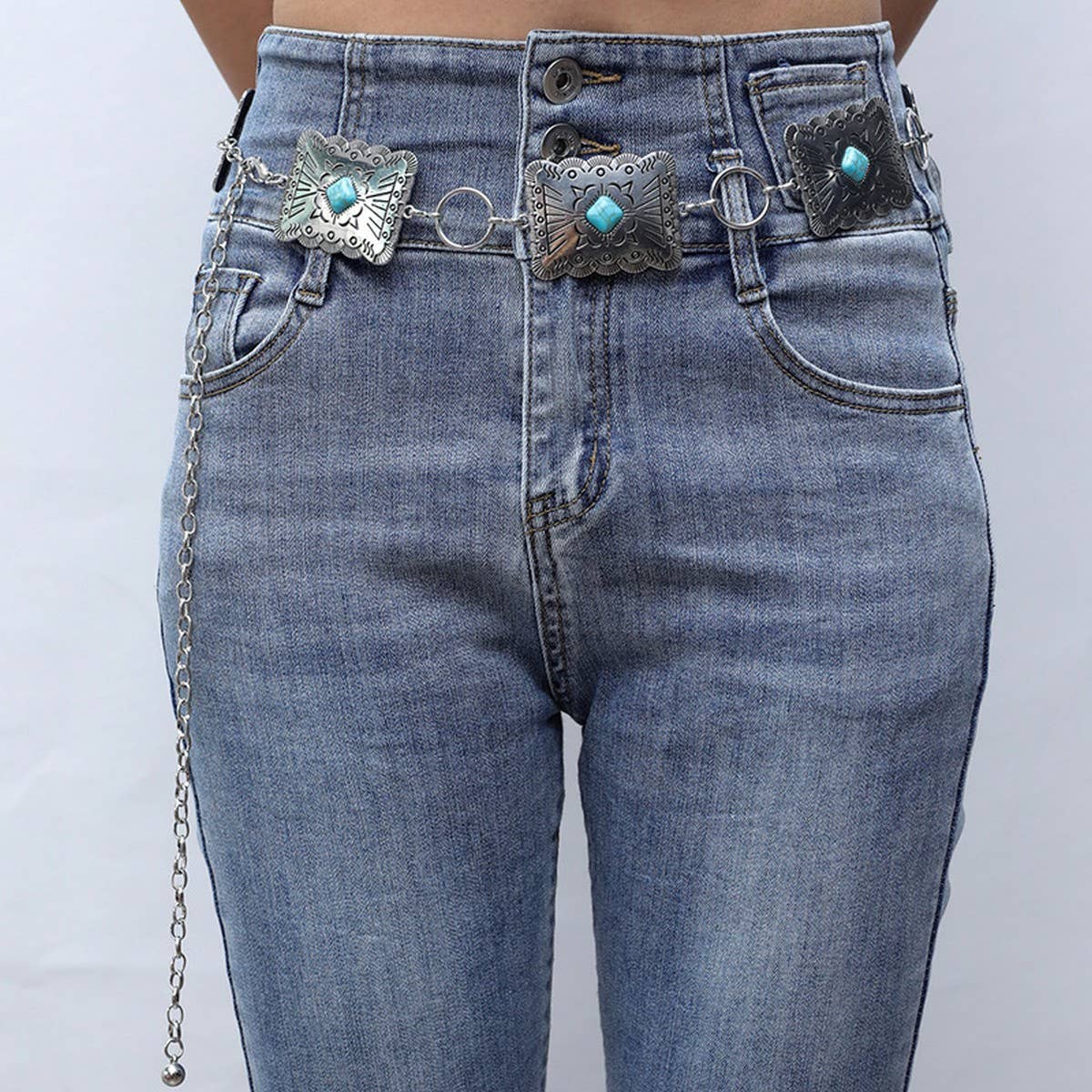 VINTAGE GEOMETRIC SQUARE WOMEN'S WAIST CHAIN_CWABE0624
