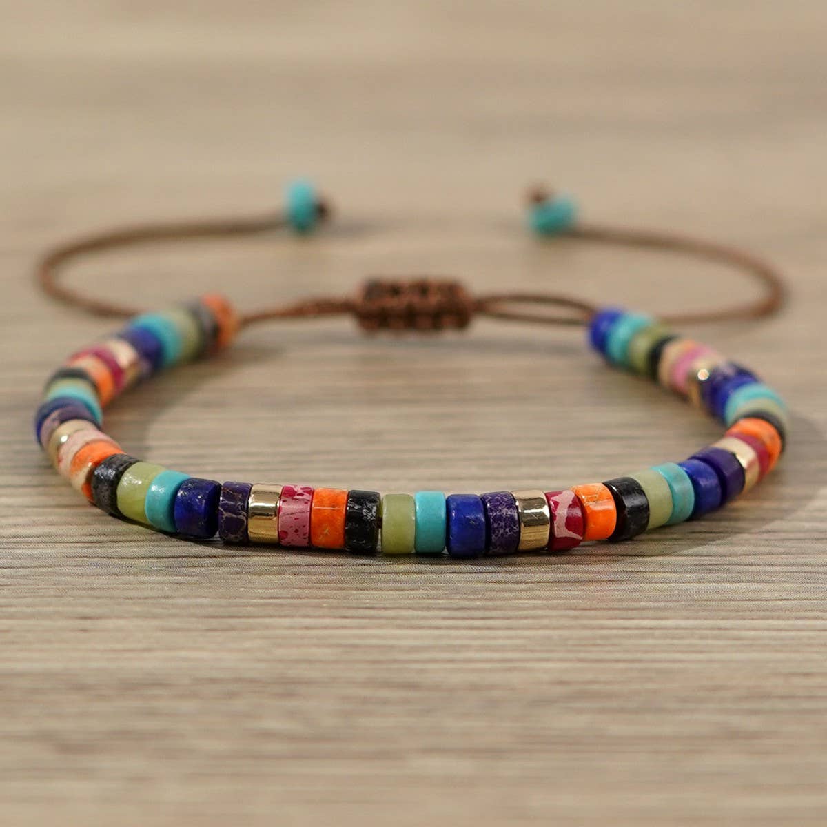 CYLINDRICAL RED PINE SEMI-PRECIOUS STONE BRACELET