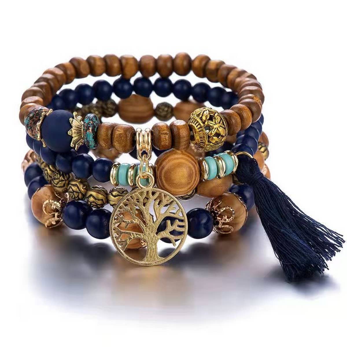 BOHEMIAN TASSEL WOODEN STRING FASHION BRACELET_CWASC0692