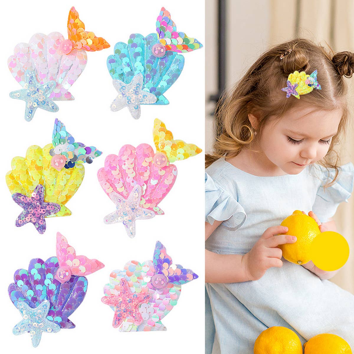CHILDREN'S SHELL PEARL MERMAID HAIRPIN
