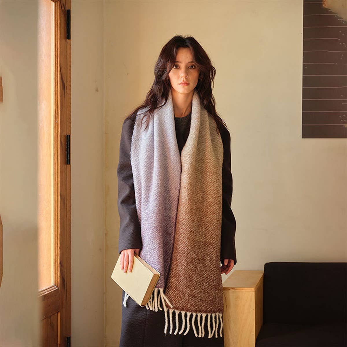 Gradient Wool Scarf ? Thick Soft Winter Wrap
