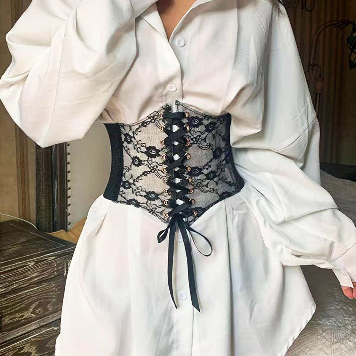 TRANSPARENT LACE ELASTIC BELT GIRDLE BELT_CWABE0271