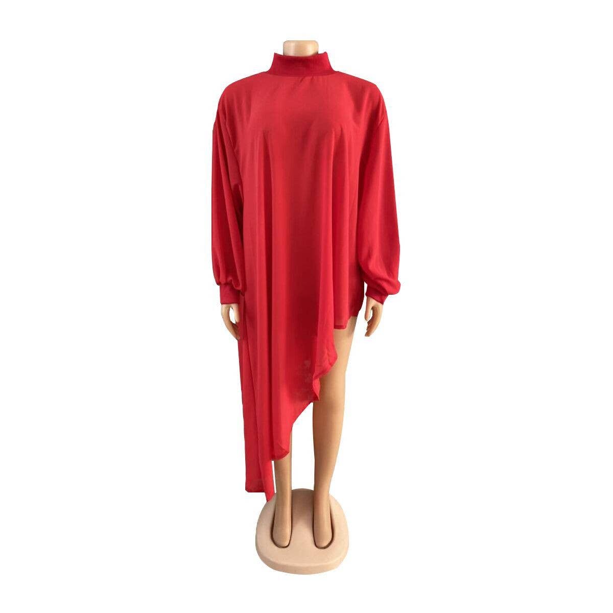 FASHION SOLID COLOR CHIFFON PLUS SIZE DRESS_CWDMD3682