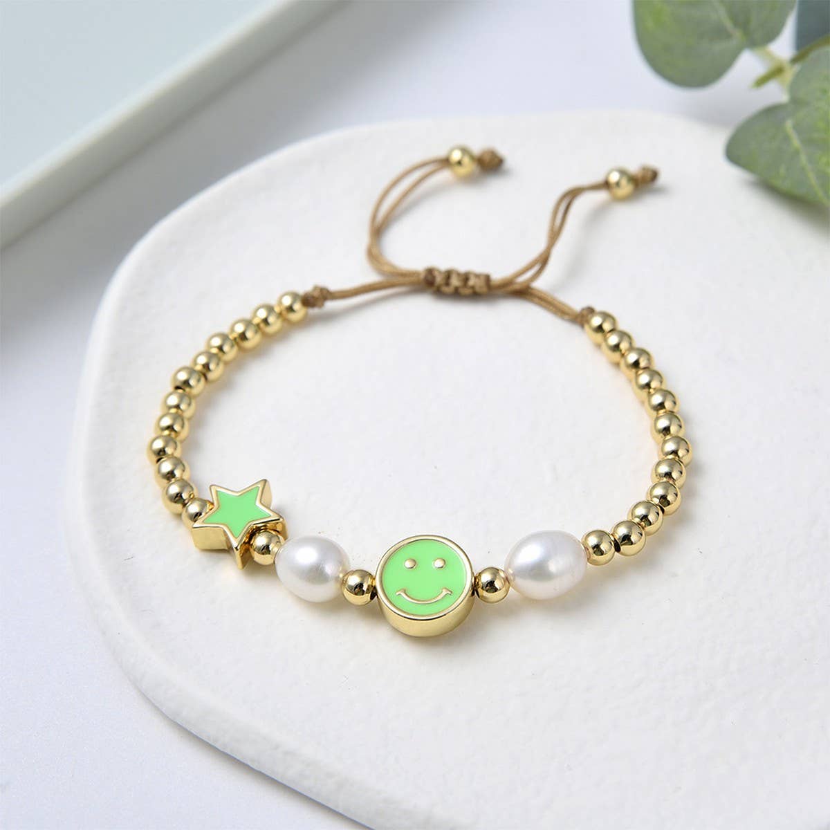 CWAJE4562_COLORFUL FIVE-POINTED STAR SMILEY FACE BRACELET