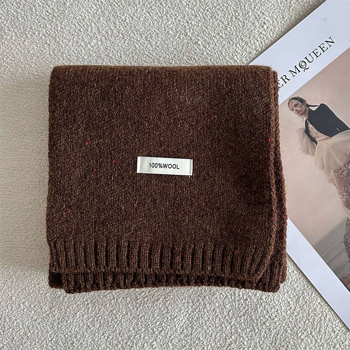 100% Wool Aurora Blue Knit Scarf - Soft & Warm_CWASC2285