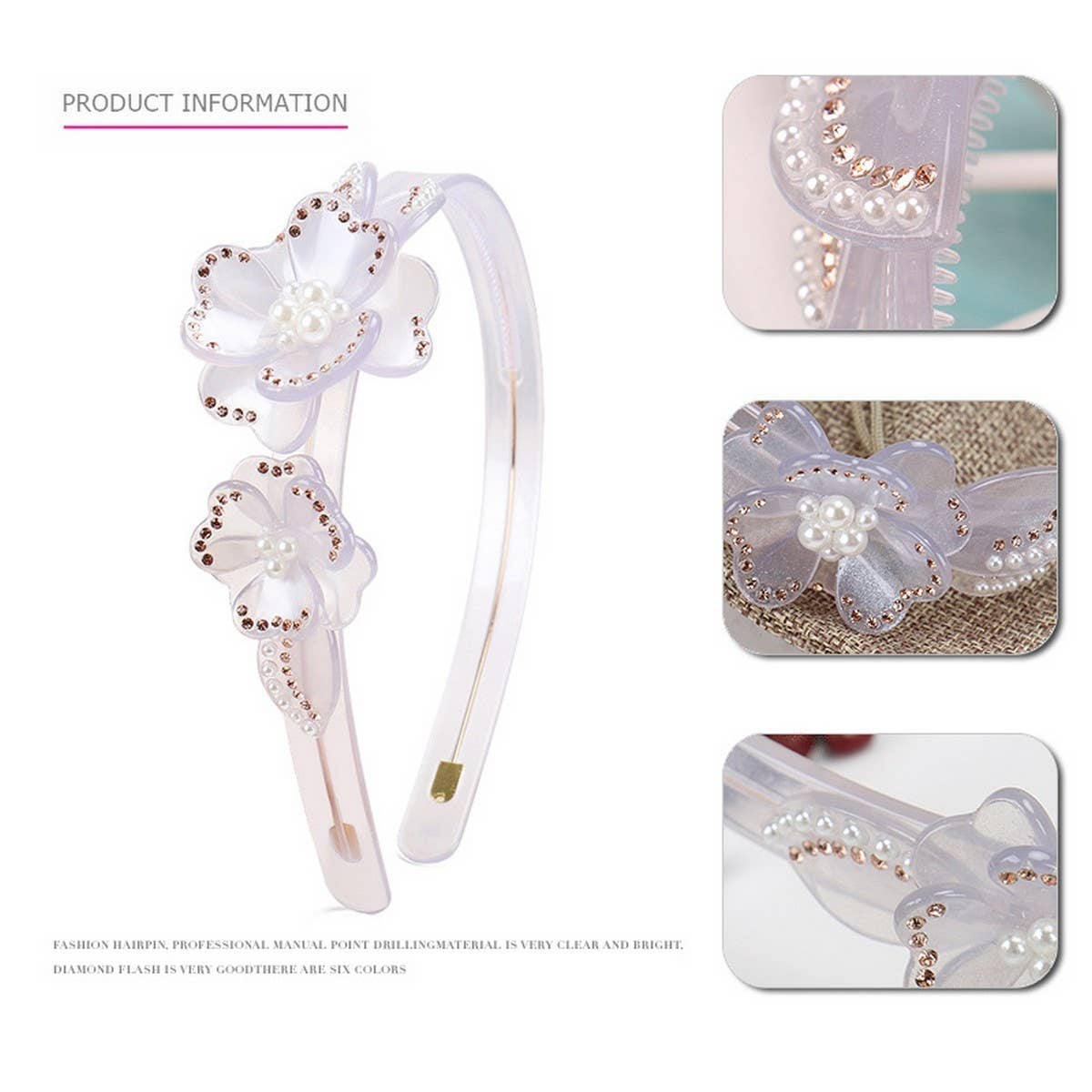 SWEET RHINESTONE FLOWER HEADBAND WIDE BRIMHEADBAND