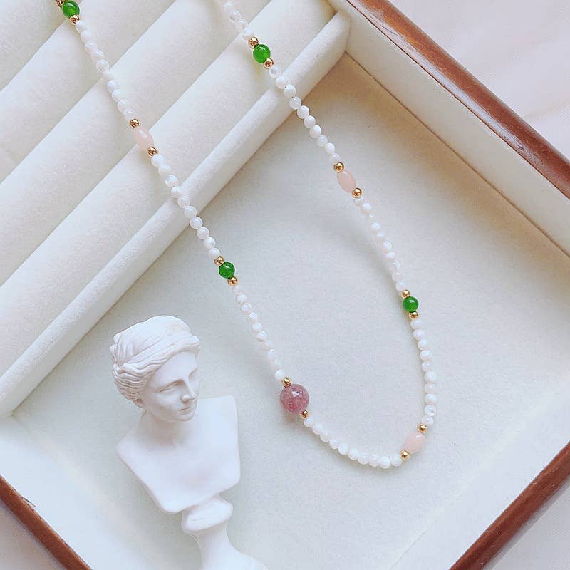 Baroque pearl natural stone necklace