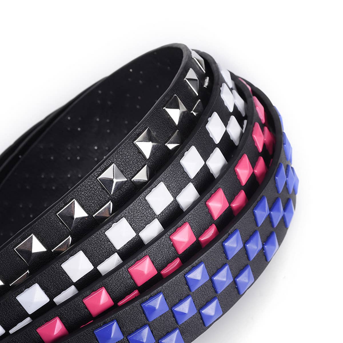 EUROPEAN AND AMERICAN SQUARE BEAD PYRAMID BELT_CWABE0364