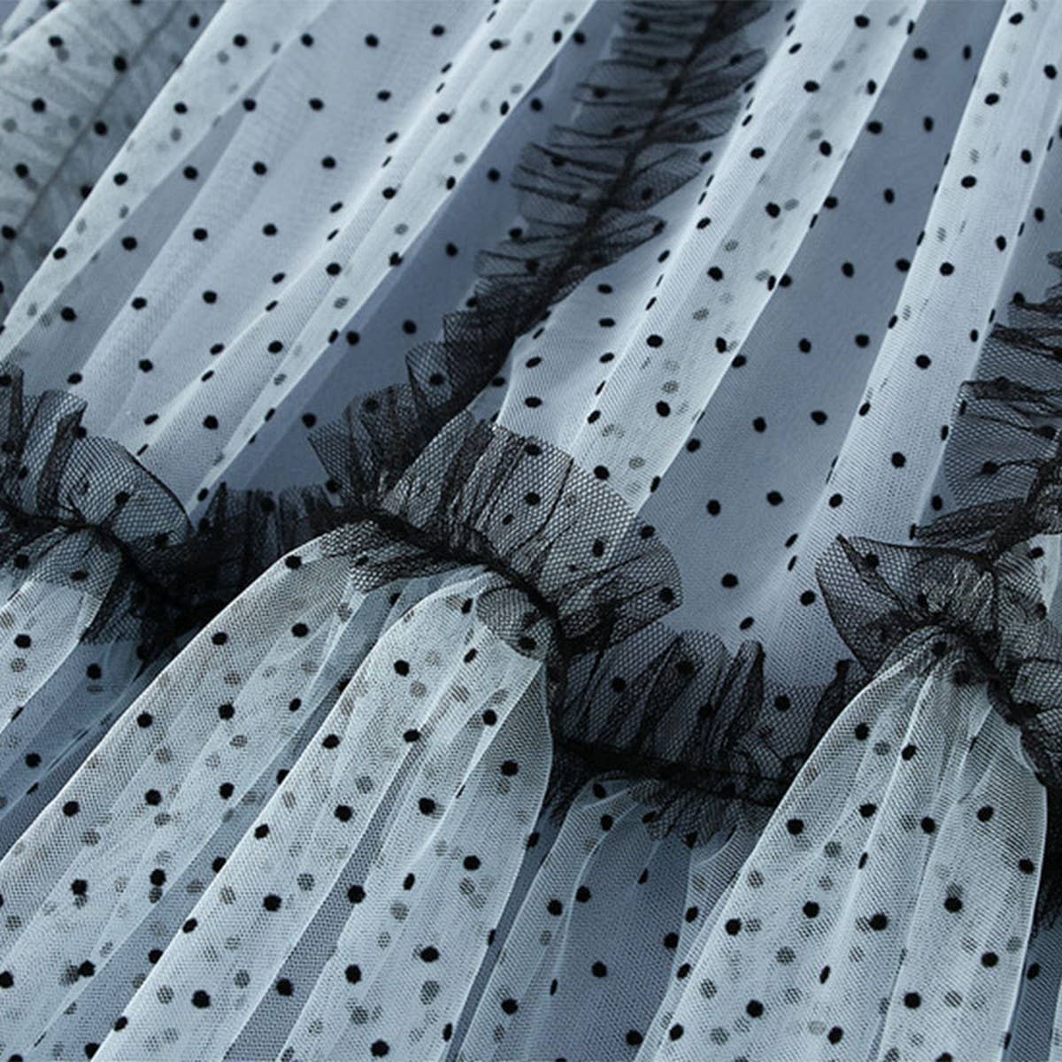 HEAVY MESH SKIRT POLKA DOT A-LINE CAKE LONG SKIRT
