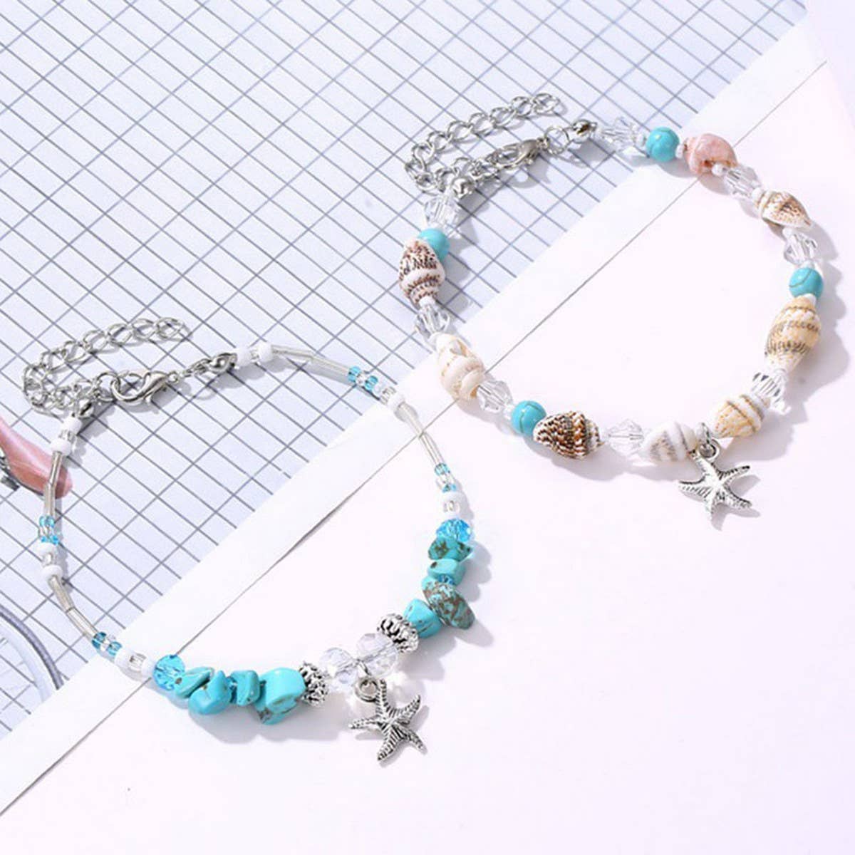 CWAJE2514_BOHEMIAN SHELL STARFISH HOLIDAY BEADED BRACELET