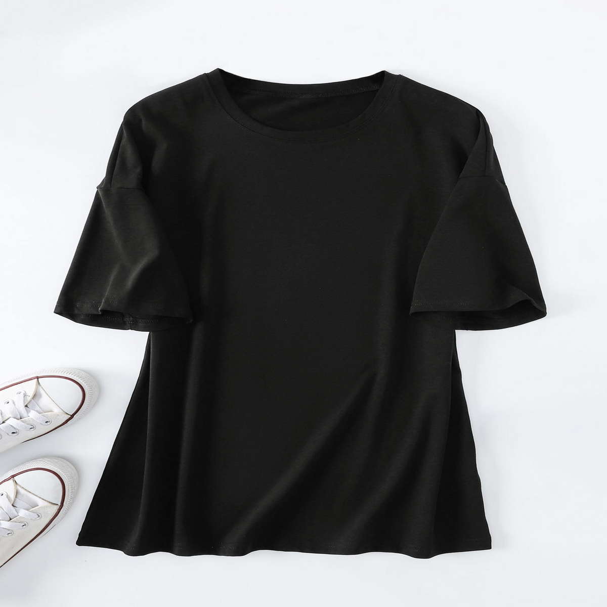 Women's Casual Oversized Tee, Crew Neck Design