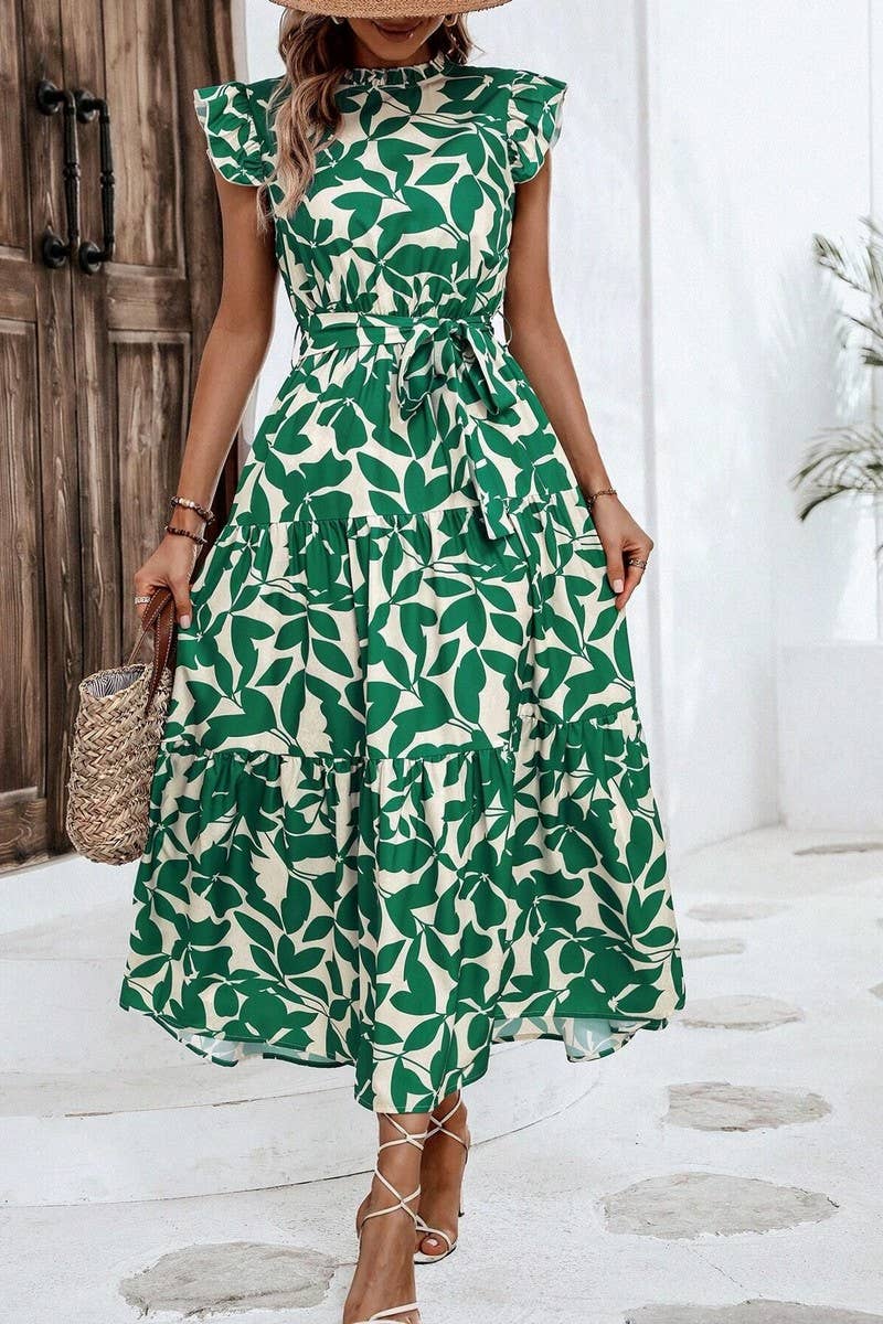 CWDMD4953_SUMMER RUFFLED FASHIONABLE PRINT FAIRY DRESS
