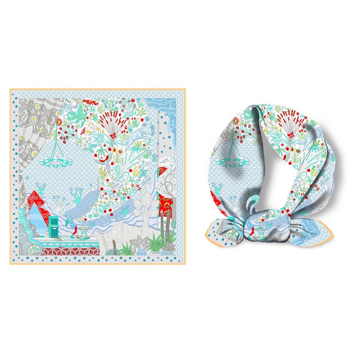 Silk Feel Square Scarf for Travel & Styling