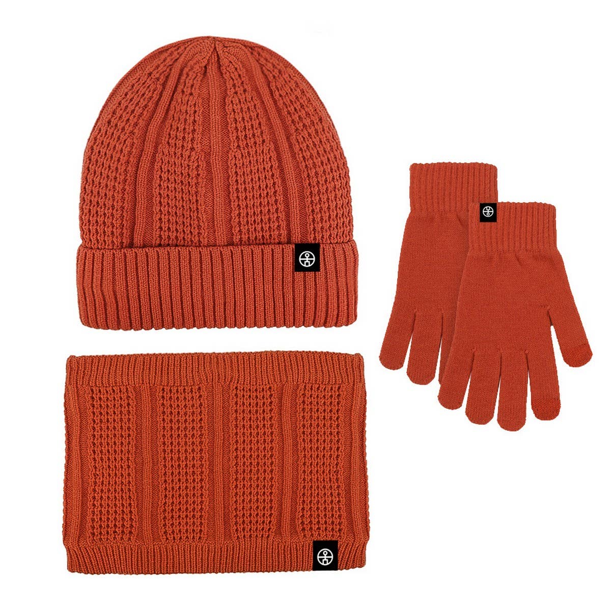WINTER WOOL WARM PLUS FLEECE SCARF THREE PIECE SET