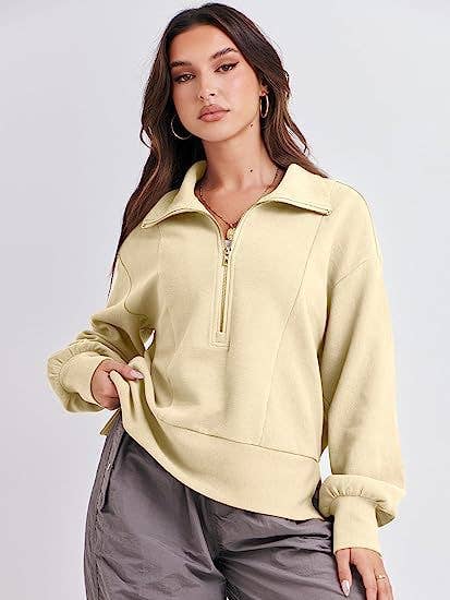 ZIPPER LONG-SLEEVED LOOSE PULLOVER SPORTS HOODIE