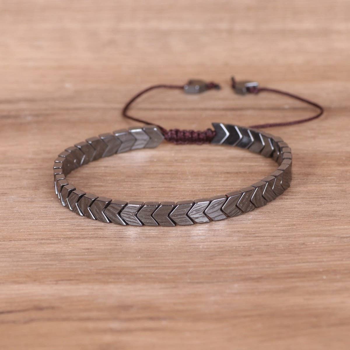 HEMATITE GALLSTONE ARROW BRAIDED BRACELET