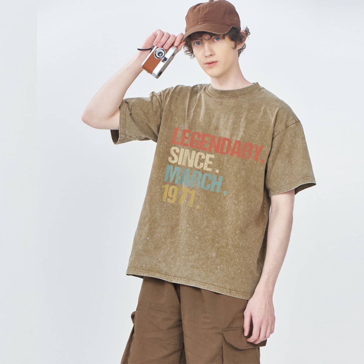 250g Vintage Washed Wax-Dyed Cotton T-Shirt – Custom Logo