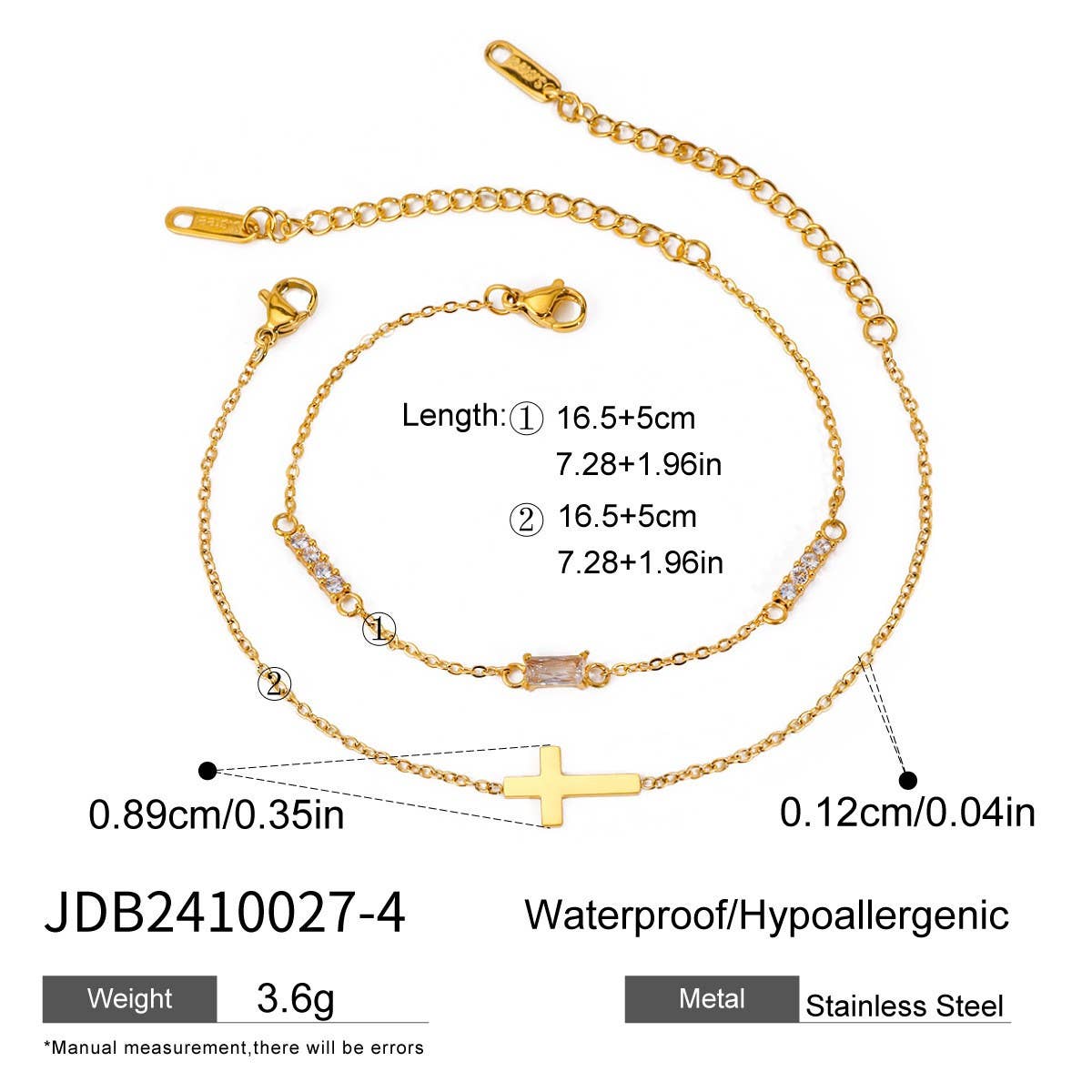 Titanium Double Layer Zodiac & Cross Bracelet