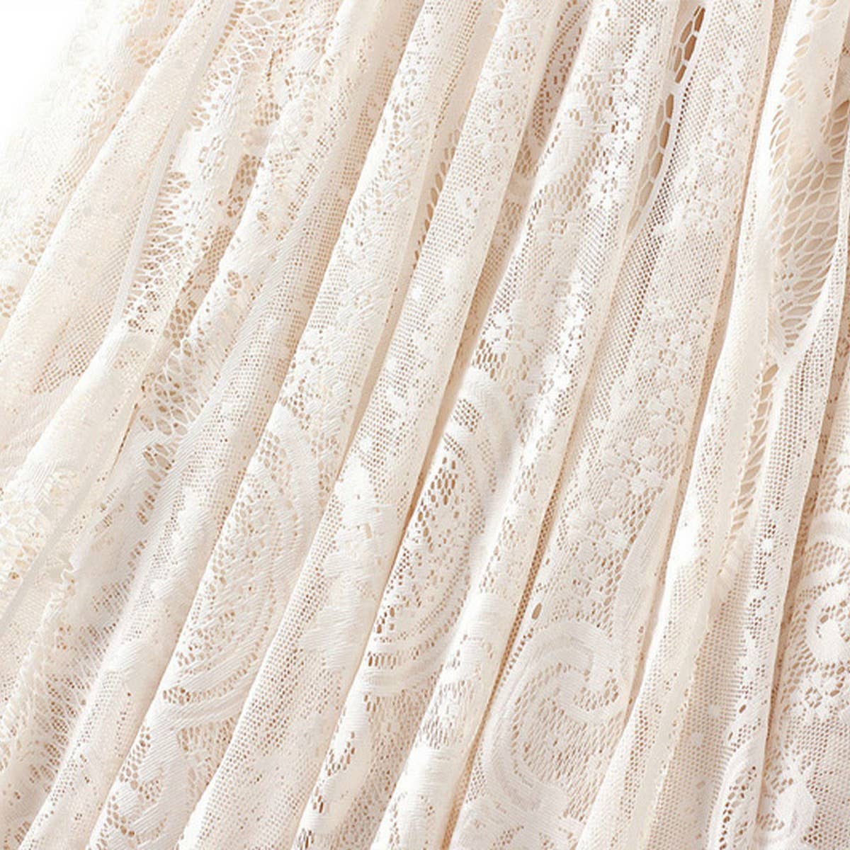 High-Waist A-Line Midi Skirt with Lace Overlay