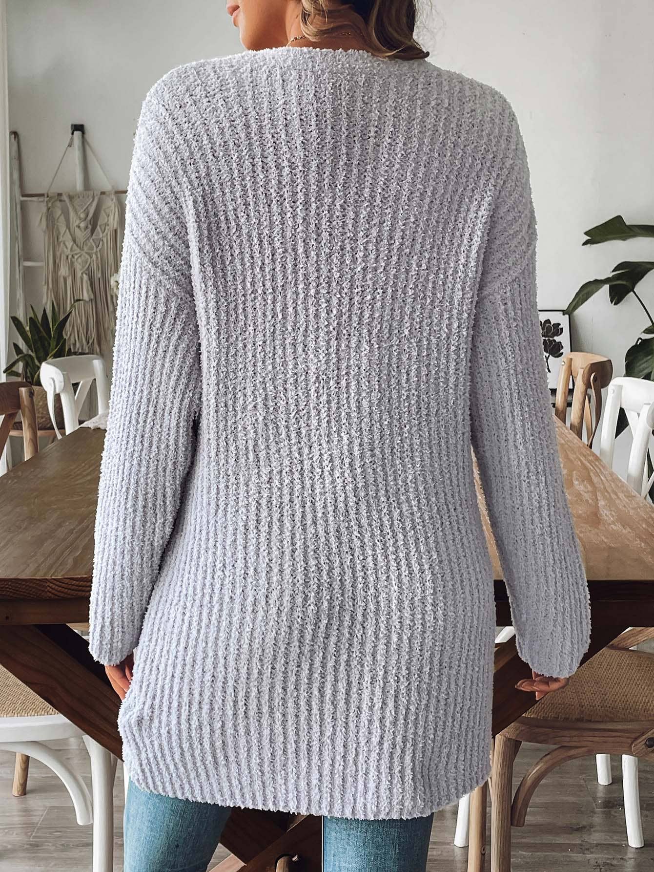 WOVEN SWEATER CASUAL DOUBLE POCKET CARDIGAN