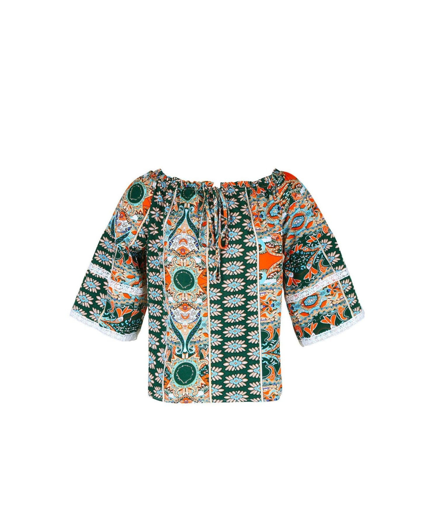 FLORAL PRINT BLOUSE WITH A LINE NECK