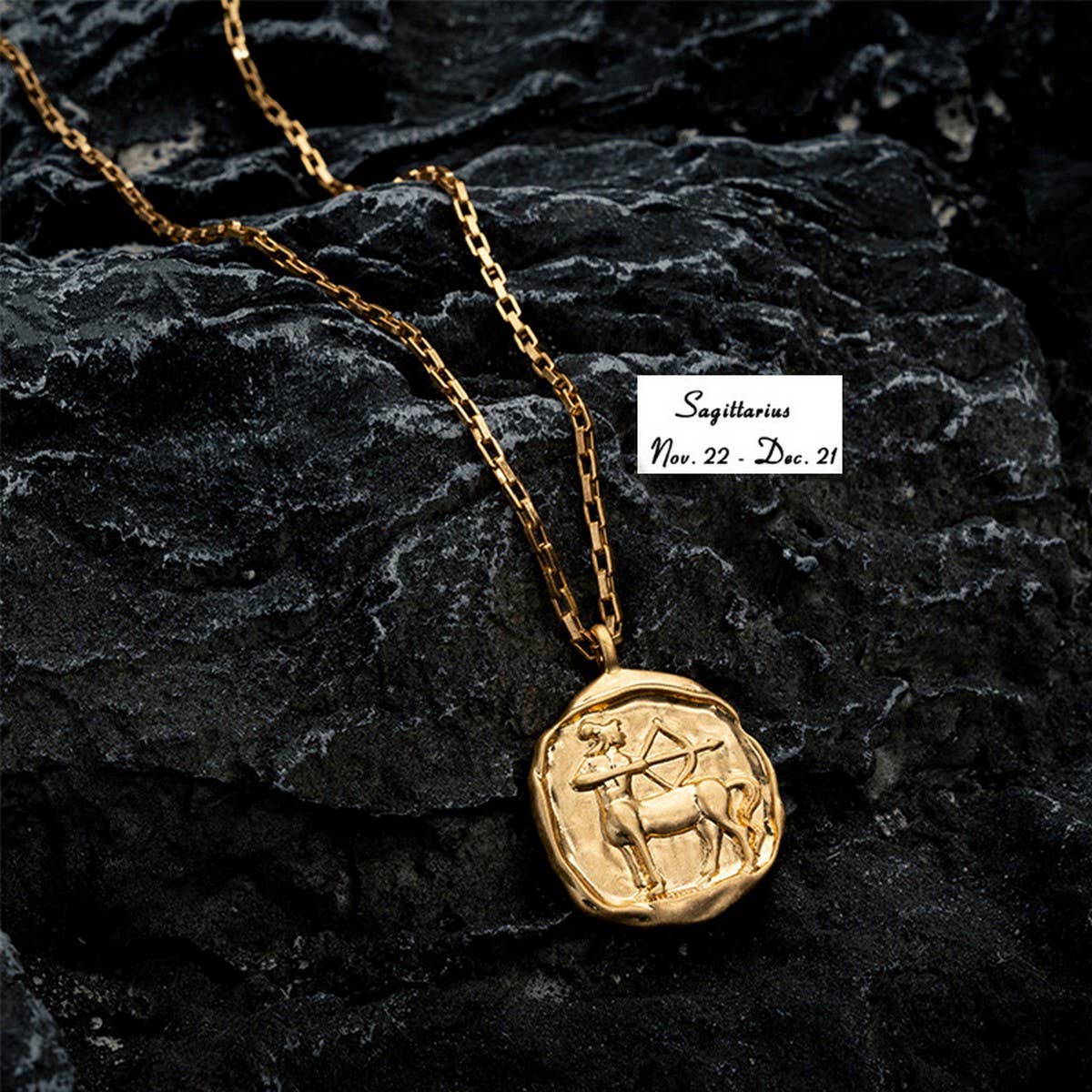 STAINLESS STEEL ZODIAC OVAL PENDANT NECKLACE_CWMM3761
