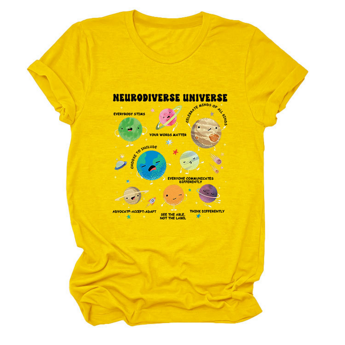 Casual Cute Tee ??Neurodiverse Universe Design_CWTTSL0513
