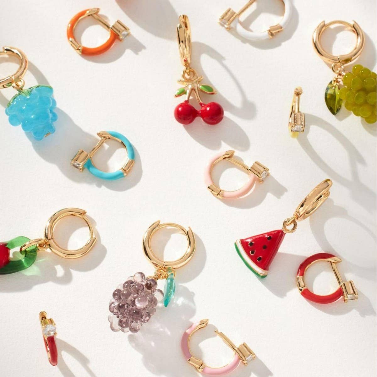 Colorful Fruit Zircon Earrings Stainless Steel